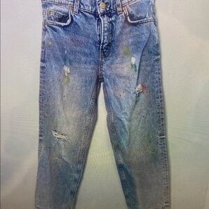 Stylish Kids Blue Jeans with Paint Splatter